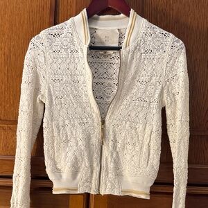 EUC Anthropology Hei Hei heihei Cleo Boho Lace Bomber Jacket